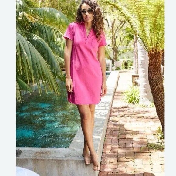 Frank & Eileen Lauren Heritage Jersey Polo Dress Pink Size Medium - Picture 4 of 12